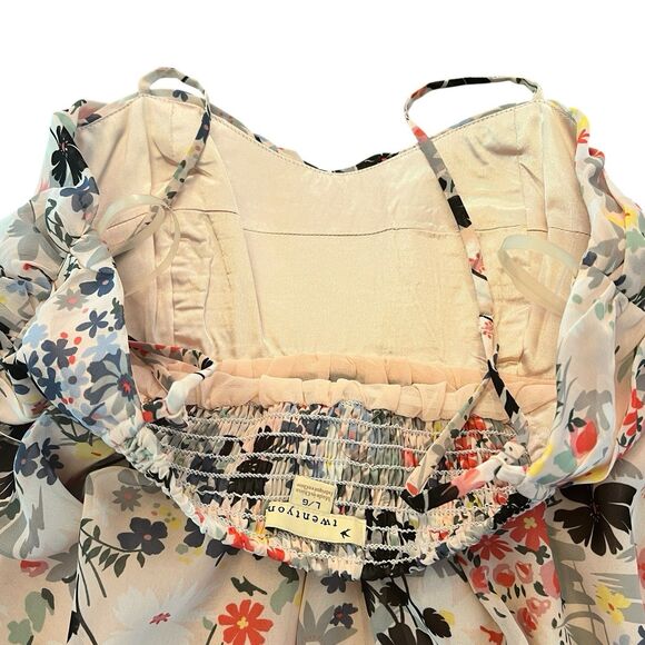 TwentyOne Dress Floral Silky Cottagecore Large Romantic Y2K Beach Mini Party - Picture 10 of 11